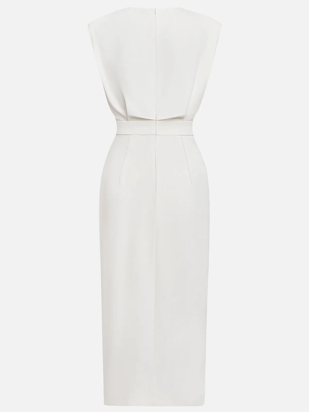 Amelia Marlene™ | Solid Midi Dress with Button Slit and Round Neckline